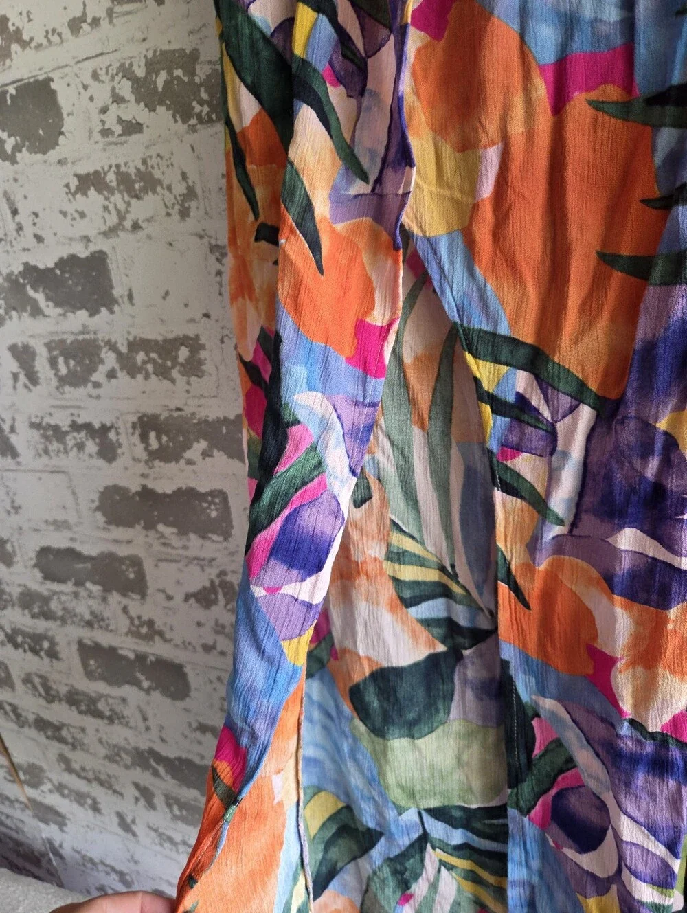Kona Sol | M Tropical Floral Open Leg Split Front Beach Coverup Pants Tie Waist